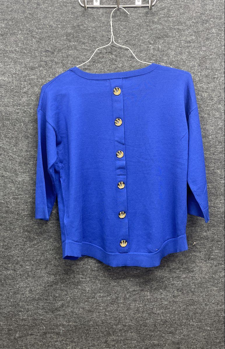 Melissa Paige Women's Cobalt Blue Button Back 3/4 Sleeve Sweater Sz M NWT
