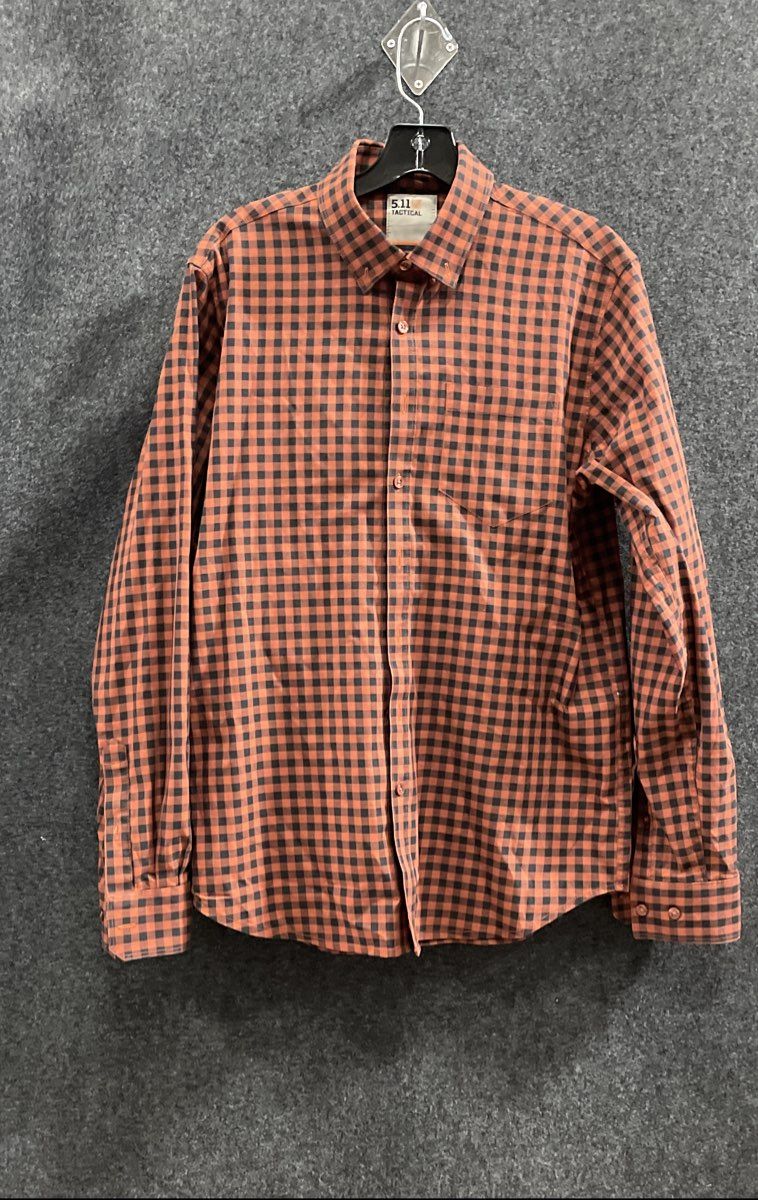 5.11 Tactical Men's Red Black Plaid Long Sleeve Button Down Utility Shirt Sz M