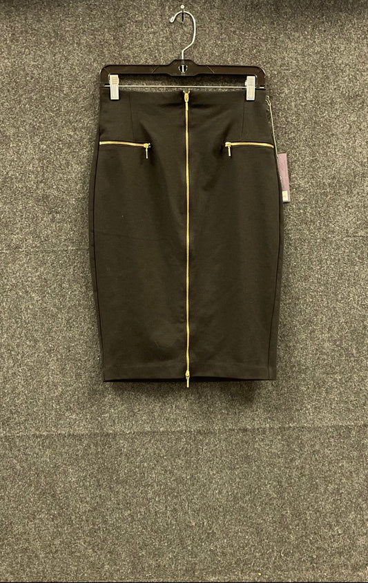 Jennifer Lopez Women's Black Ponte Skirt Gold Front Zip Pockets NWT Sz M