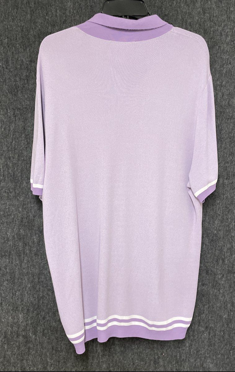Paisley & Gray Men's Lavender Knit Vertical Stripe Slim Fit Polo Shirt Sz XXL