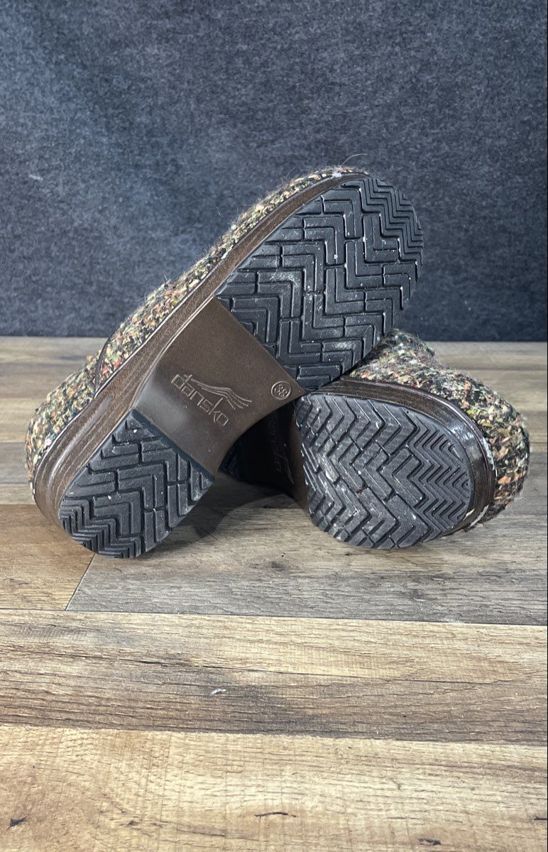 Dansko Professional Brown Tweed Fabric Comfort Clogs Women's Size 38