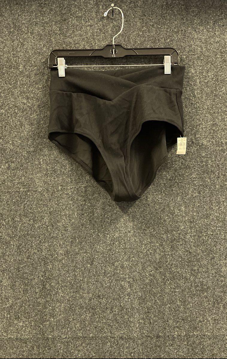 Aerie Women's Black High Waisted Ribbed Crossover Swim Bottoms NWT Size XL