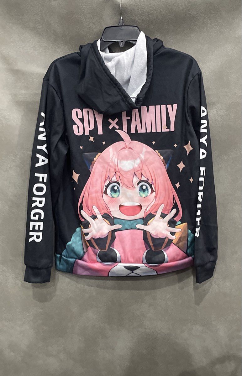 Spy X Family Anya Forger Unisex Black Pullover Graphic Hoodie Size S
