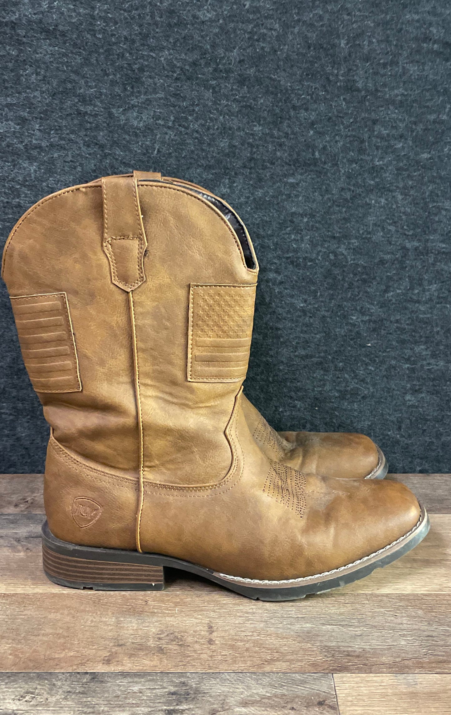 Ivu CB-512 Brown Faux Leather Square Toe Western Cowboy Boots Mens Size 9