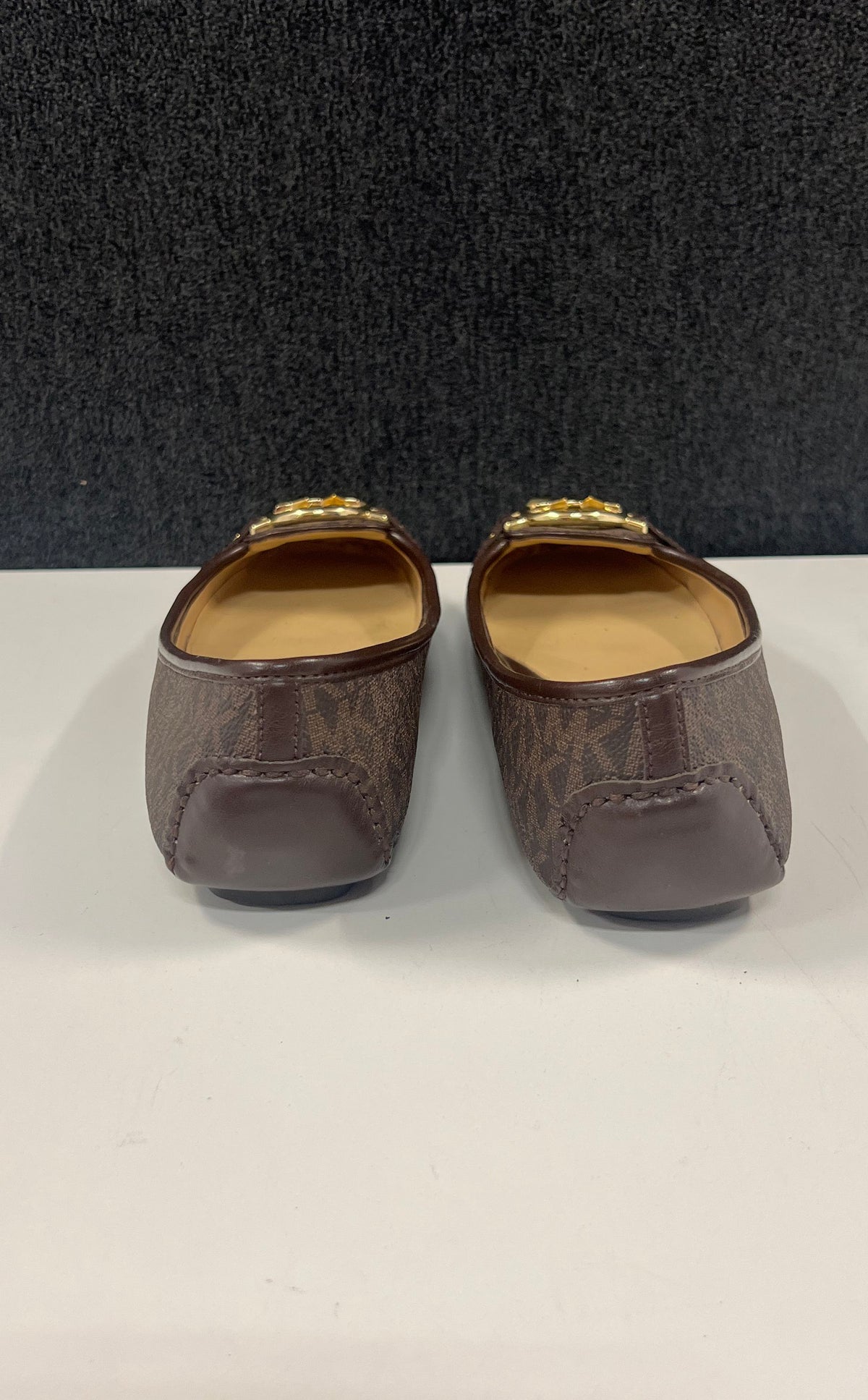 Michael Kors Fulton Moc Brown Monogram Ballet Flats Driving Loafer Size 7.5