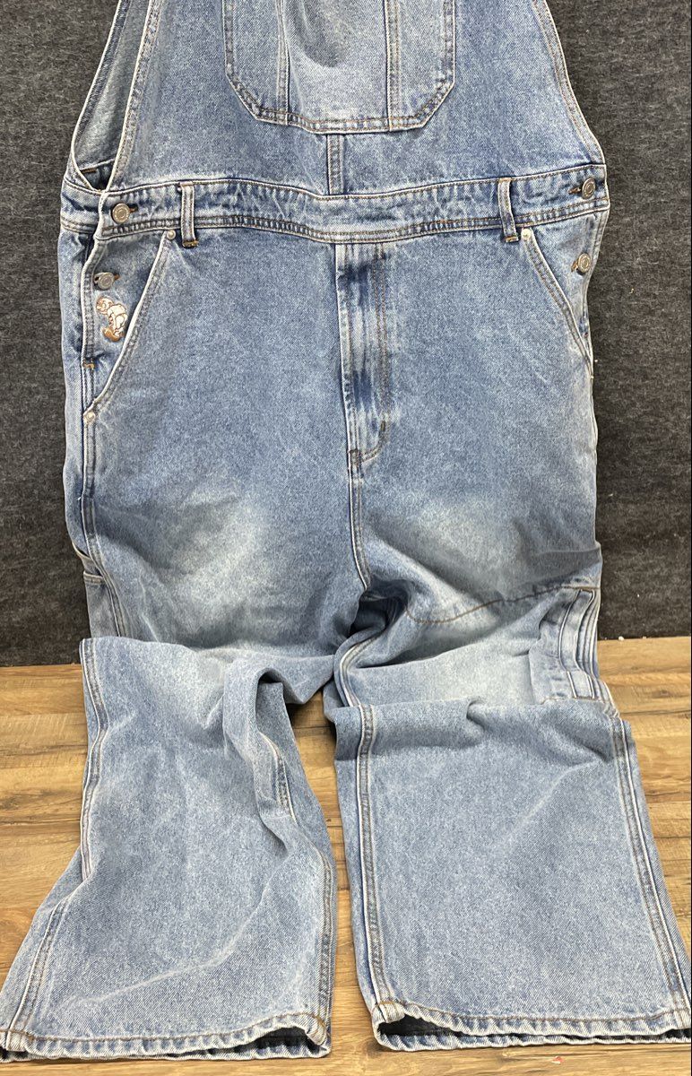 WKNDRS Men's Light Wash Denim Wide Fit Carpenter Overalls XL