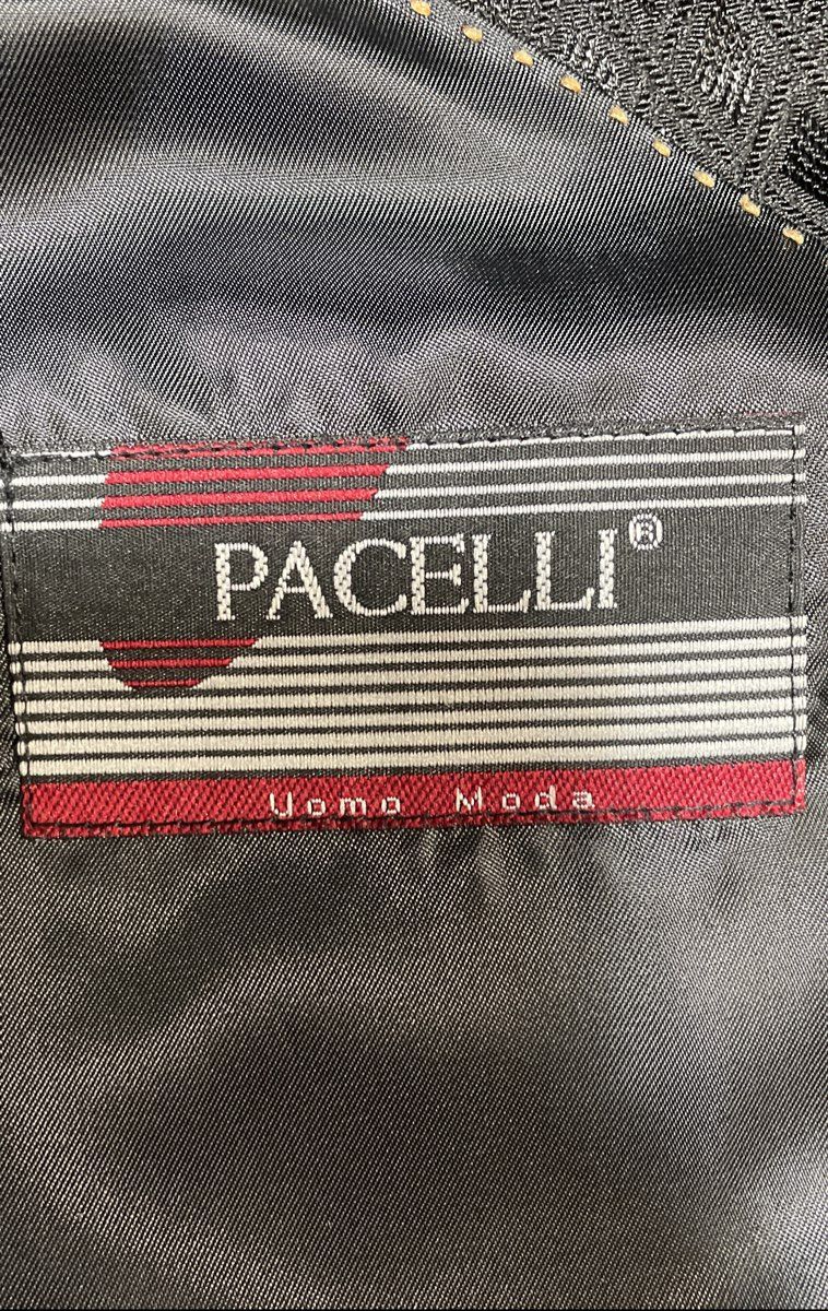 Pacelli Men's Black Button Up Jacket Diamond Pattern Lapel Sz 42L
