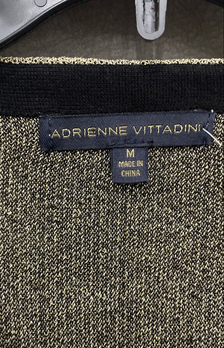 Adrienne Vittadini Women's Black Gold Metallic Ombre Sparkly Sweater Sz M