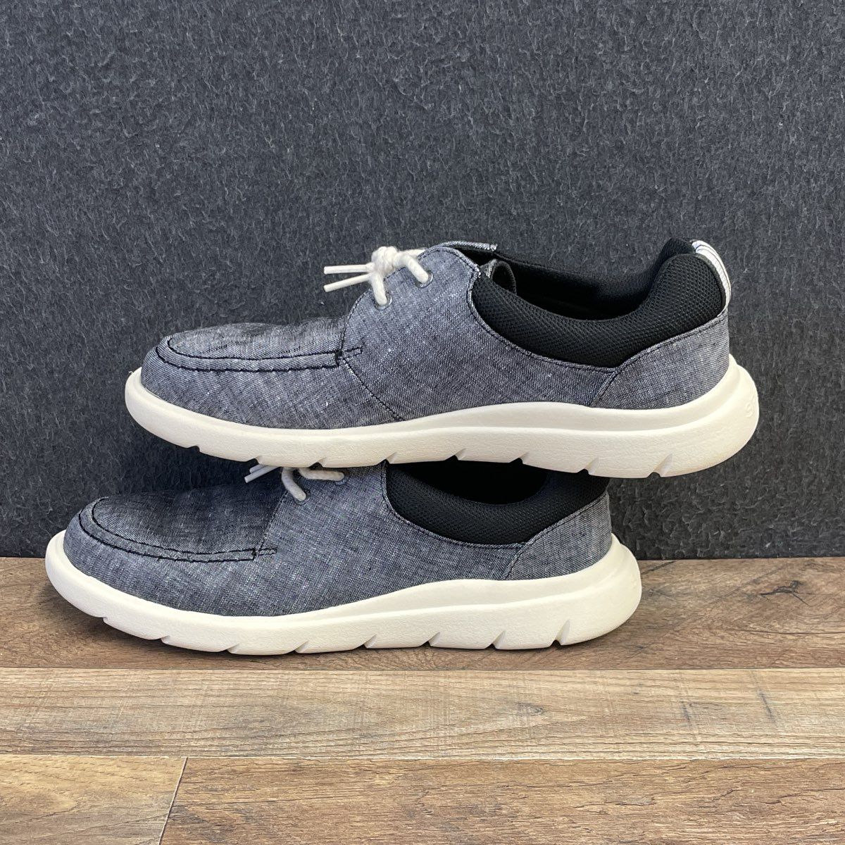 Sperry Halyard Grey Canvas Moc Toe Boat Shoe Sneakers Men's
