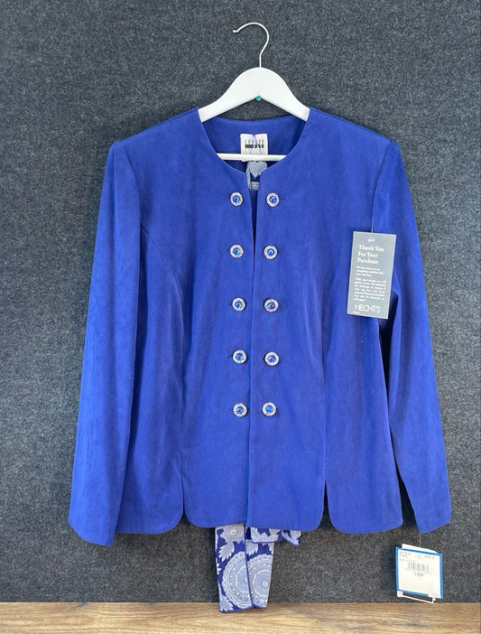 Vintage 90s Leslie Fay Women's Royal Blue Jacket Set NWT Scarf Sz 16P