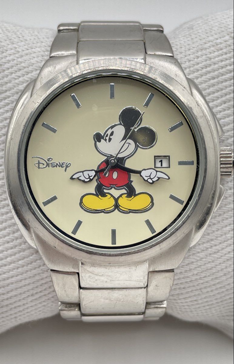 Disney Silver Tone Mickey Mouse Watch Model MK2085 *Not Working*