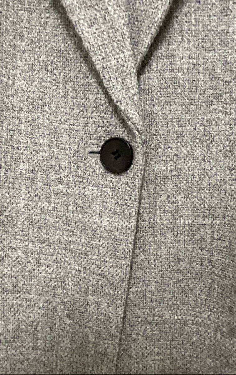 H&M Women's Heathered Gray Ruched Cuff Single Button Textured Blazer Size L