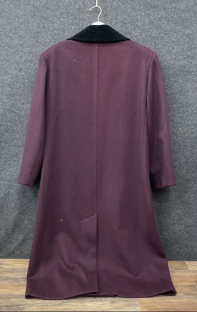 Jones New York Vintage 90s Women's Burgundy Wool Velvet Collar Long Coat Sz 8