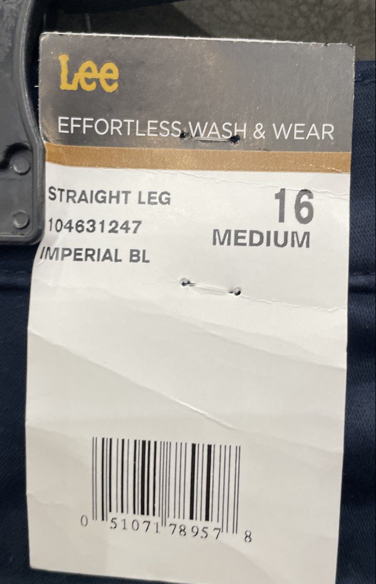 Lee Women's Imperial Blue Effortless Wash & Wear Straight Leg Pants Sz 16 M NWT