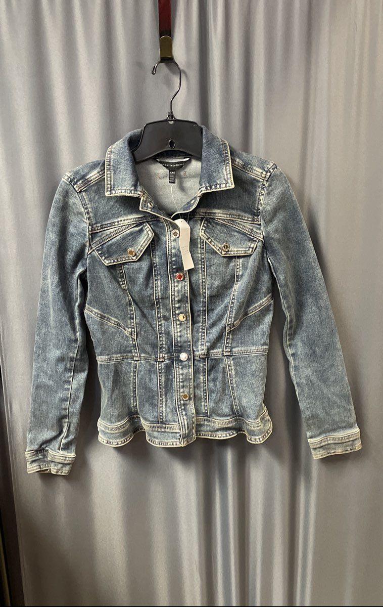 White House Black Market Women's Peplum Denim Jacket Blue NWT Size XXS