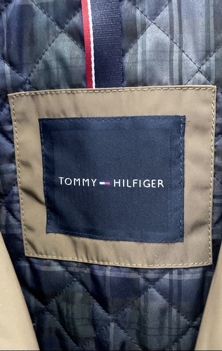 Tommy Hilfiger Men's Khaki Brown Button Car Coat Jacket Quilted Plaid Size XL