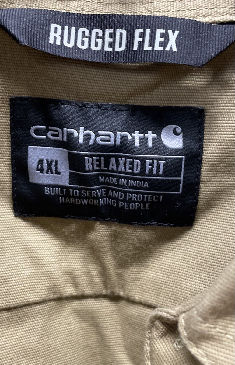 Carhartt Men's Tan Rugged Flex Relaxed Fit Short Sleeve Button Up Shirt Sz 4XL