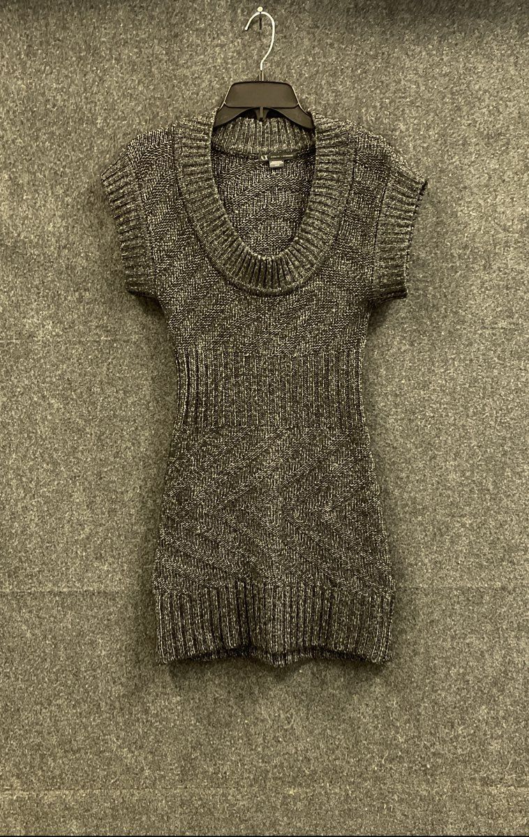 Armani Exchange Women's Black White Marled Knit Sweater Dress Cap Sleeve Sz XS