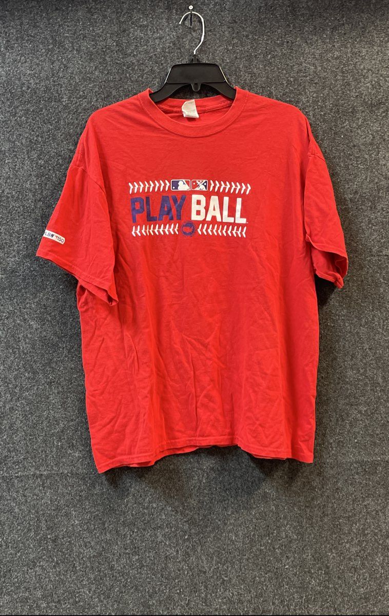 MLB Men's Red Play Ball 150th Anniversary Graphic T-Shirt Sz XL