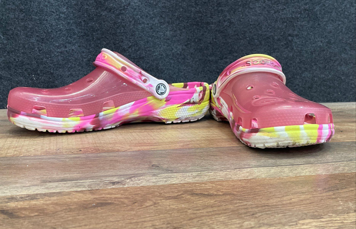 Crocs Classic Translucent Clog Purple Pink Multi-Color Marbled Women's Size 11