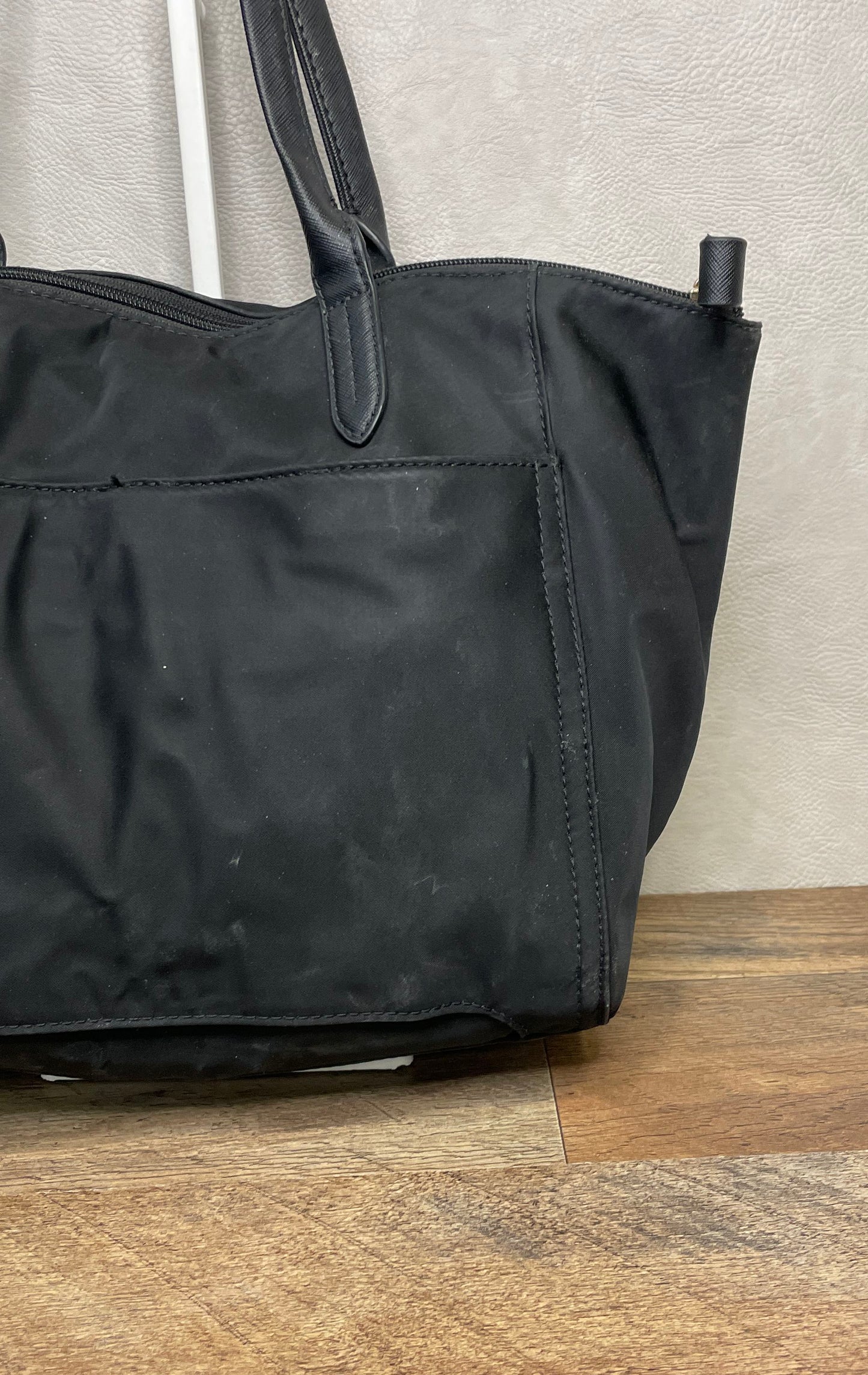 Michael Kors Black Nylon Saffiano Leather Trim Tote Bag Gold Hardware