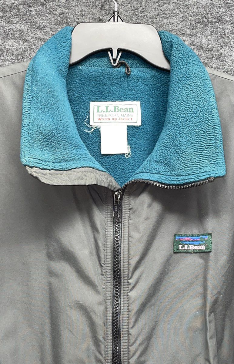 Vintage 90s L.L. Bean Men's Gray Fleece Lined Warm Up Jacket Full Zip XL