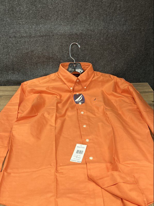 Nautica Men's Orange Vintage Oxford Button Down Dress Shirt Sz 16 34/35 NWT