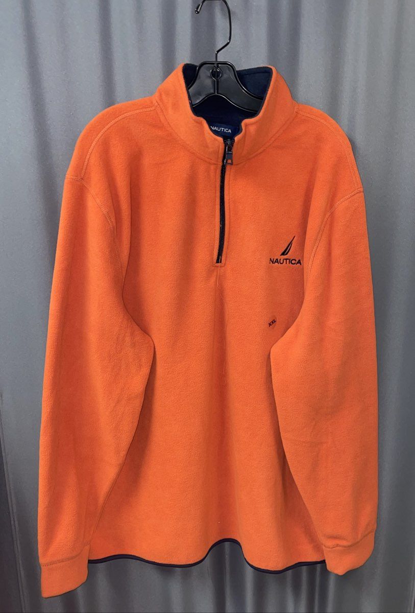 Nautica Men's Fleet Orange Quarter Zip Fleece Sweatshirt NWT Sz XXL KR9384