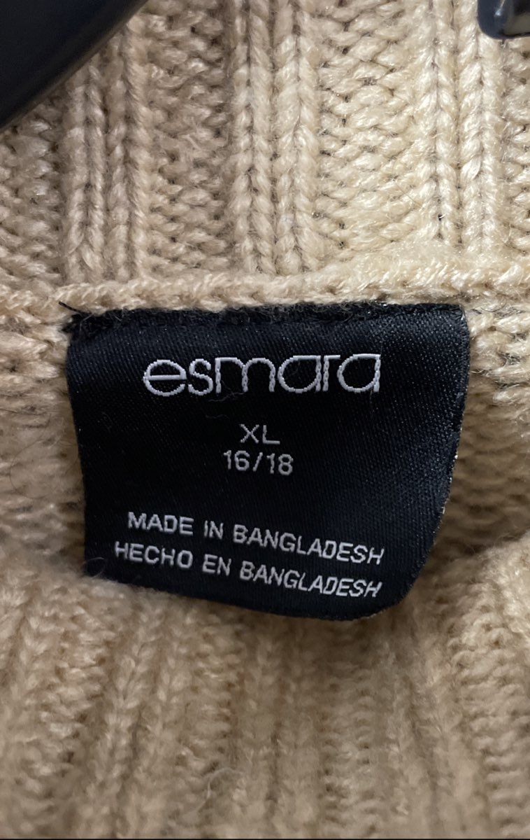 Esmara Women's Tan Chunky Cable Knit Turtleneck Sweater Sz XL 16/18