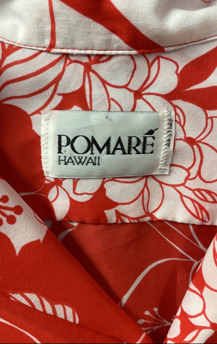 Vintage 90s Pomare Hawaii Men's Red Hibiscus Floral Aloha Shirt Sz L/XL
