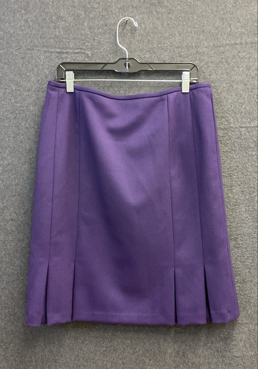 Ann Taylor Women's Purple Pleated Wool Blend Career Pencil Skirt Size 14