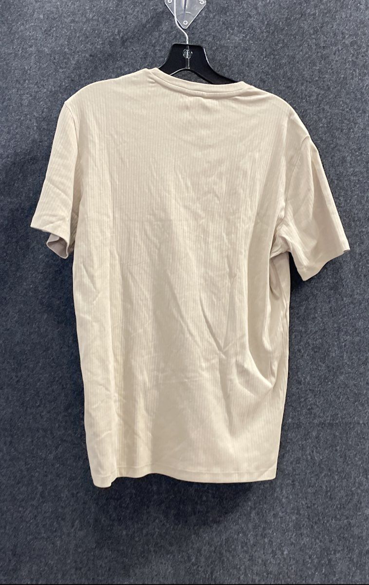 Calvin Klein Men's Beige Ribbed Crewneck T-Shirt White Pepper Sz S NWT