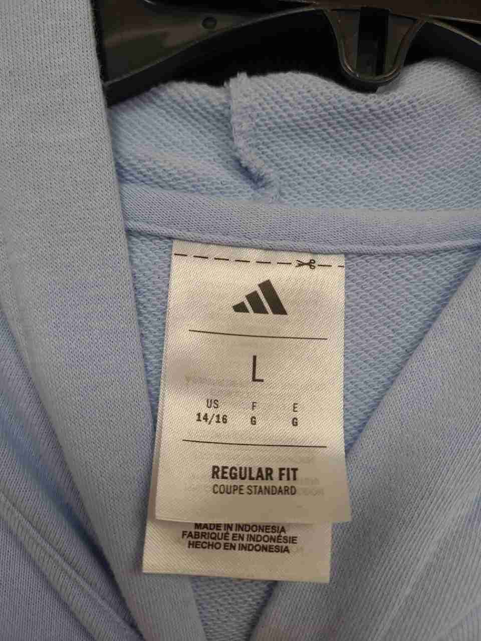 Adidas Youth Light Blue Pullover Hoodie Embroidered Logo Size L 14/16