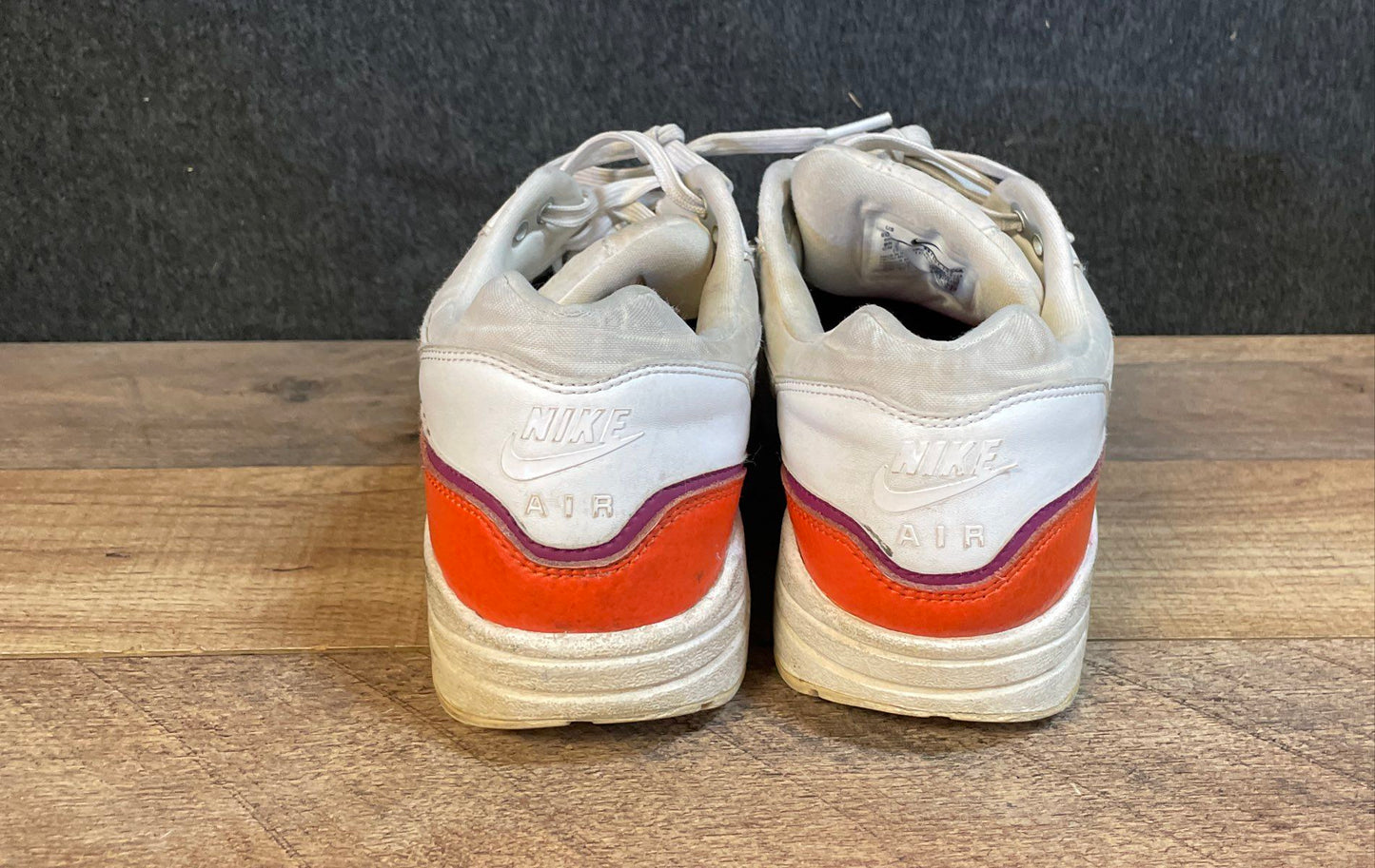Nike Air Max 1 White Total Orange Fuchsia Women's Running Shoes Size 8