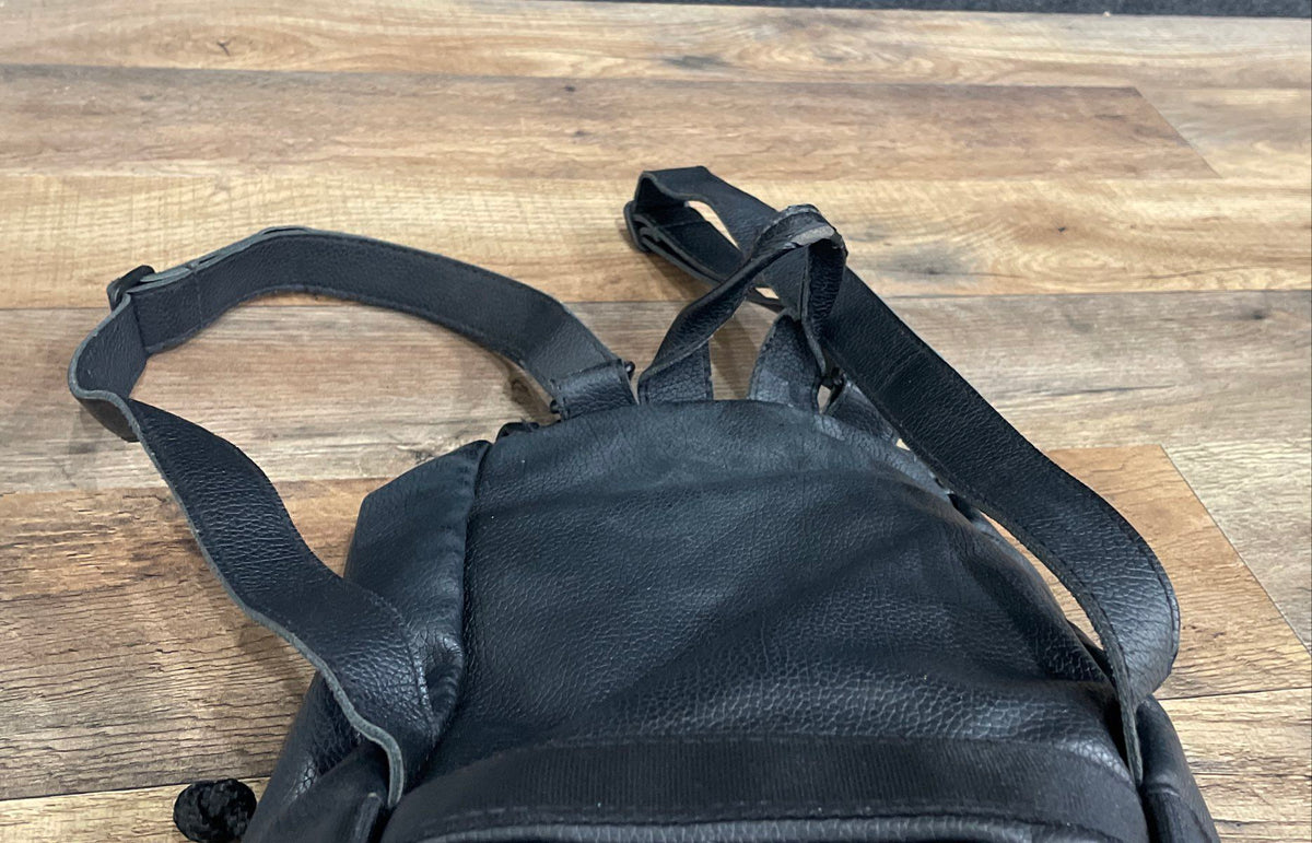 Adidas Black Leather Mini Backpack Rucksack Rose Gold Hardware Small Purse