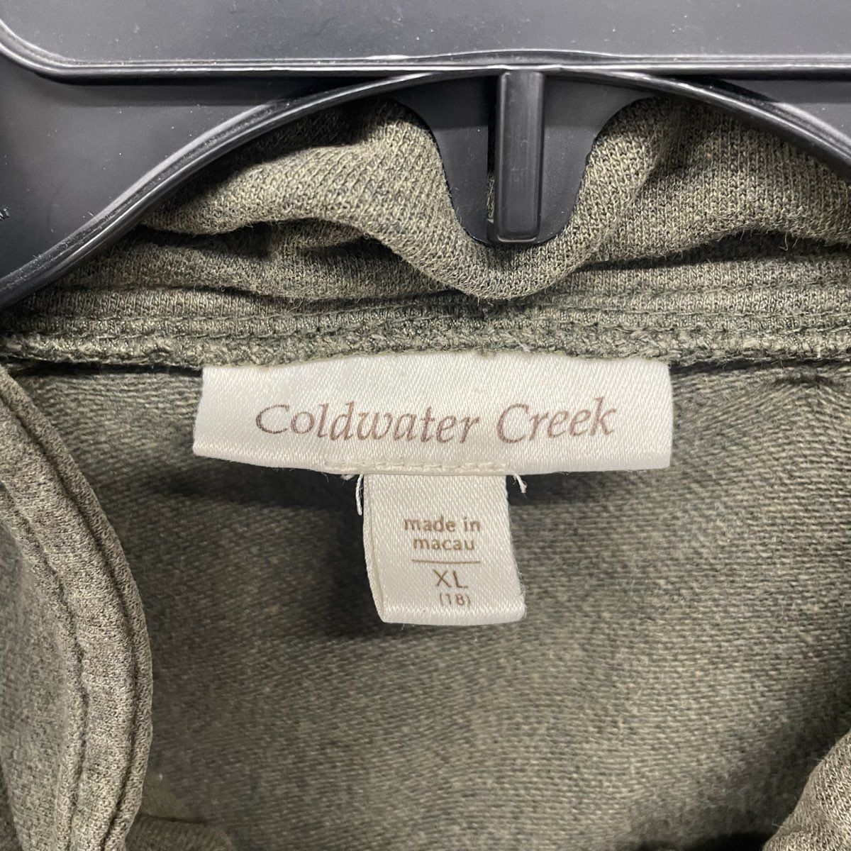 Coldwater Creek Women's Olive Green Double Breasted Hooded Jacket Size XL