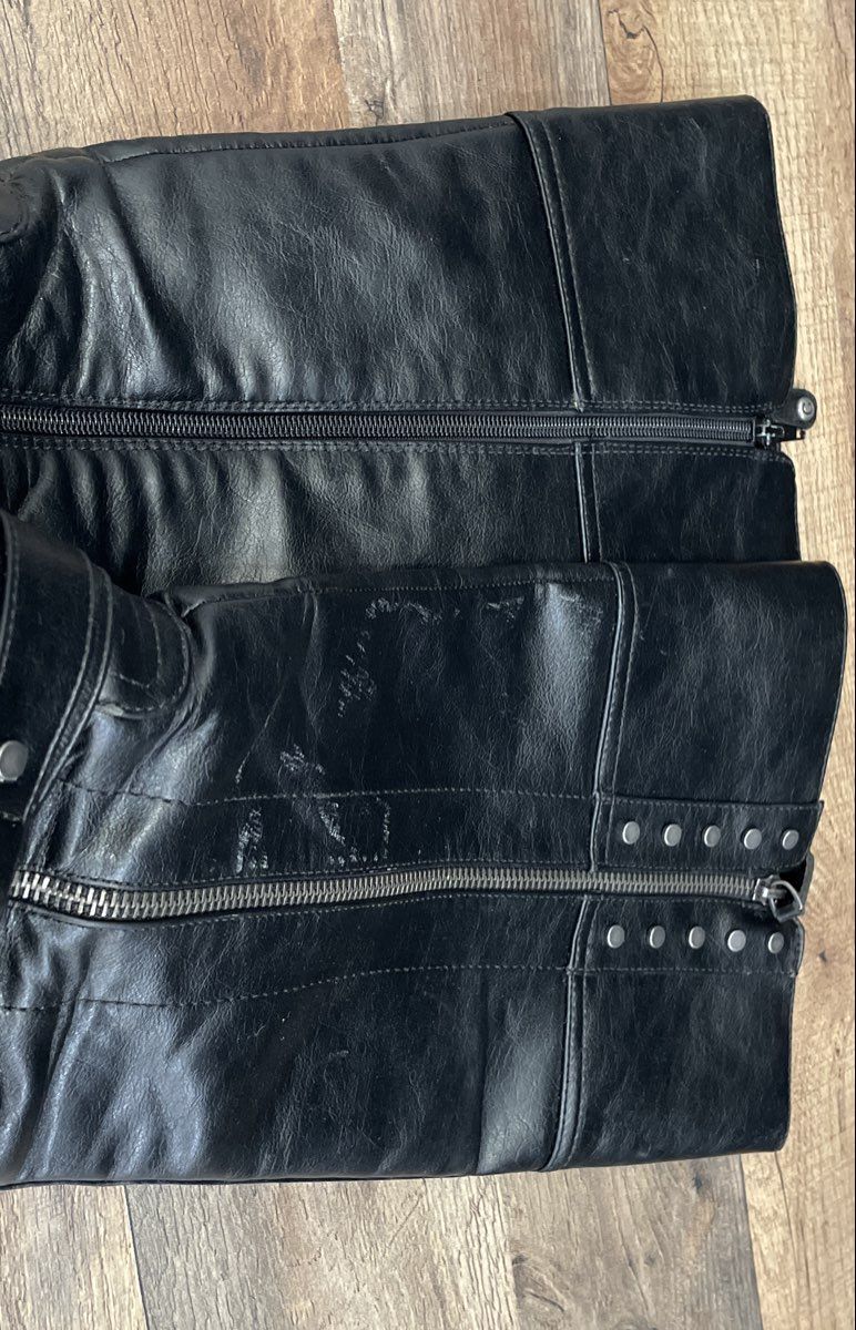 GBG Guess Black Faux Leather Tall Harness Zip Moto Boots Size 10