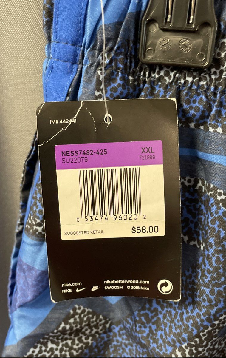 Nike Men's Blue Patterned Geometric Swim Trunks Mesh Lining Sz XXL NWT