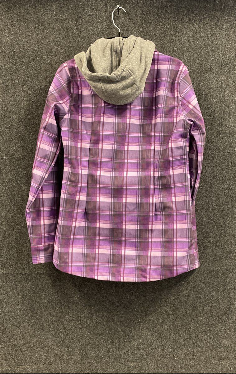 Volcom Women's Purple Plaid Hooded Technical Flannel EQS Jacket Sz M