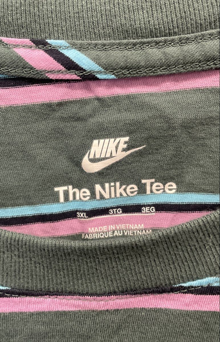 Nike Men's Green Striped Short Sleeve T-Shirt Pink Blue Black Logo Sz 3XL