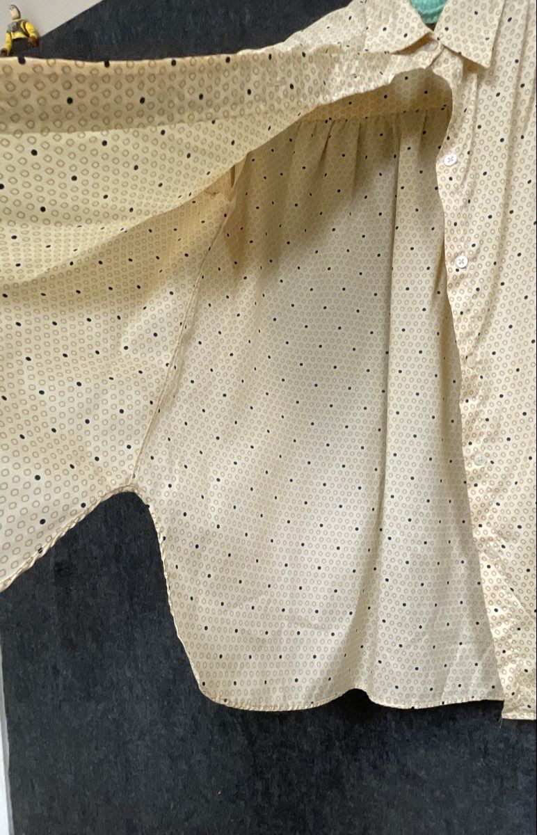 Vintage 80s Evan-Picone Women's Cream Polka Dot Button Up Blouse Sz 12
