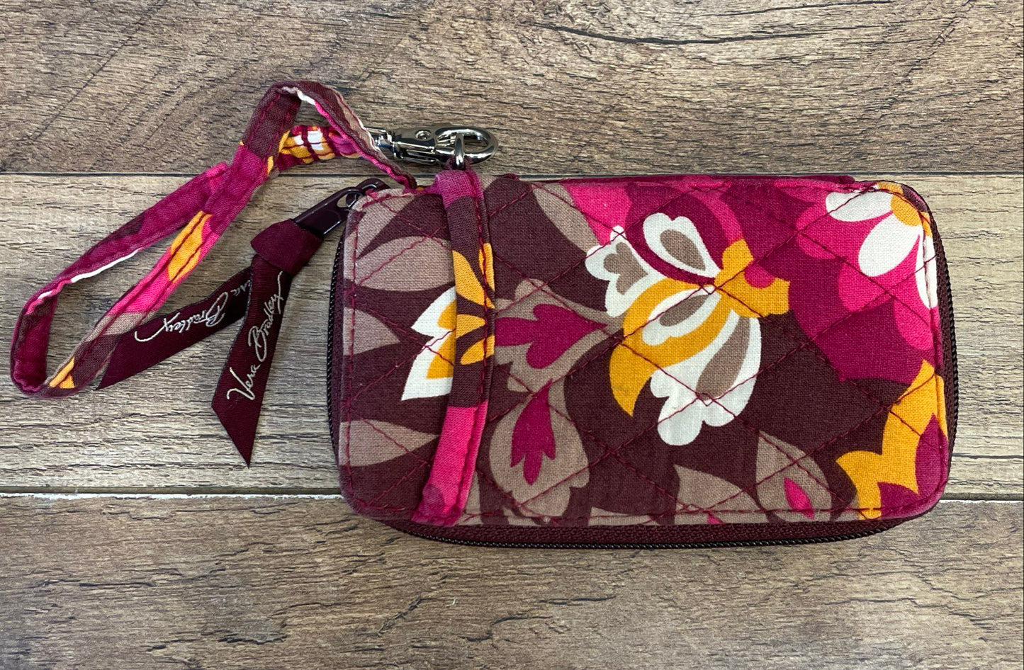 Vera Bradley Symphony in Hue Floral Quilted Cotton Zip Around Wristlet Wallet