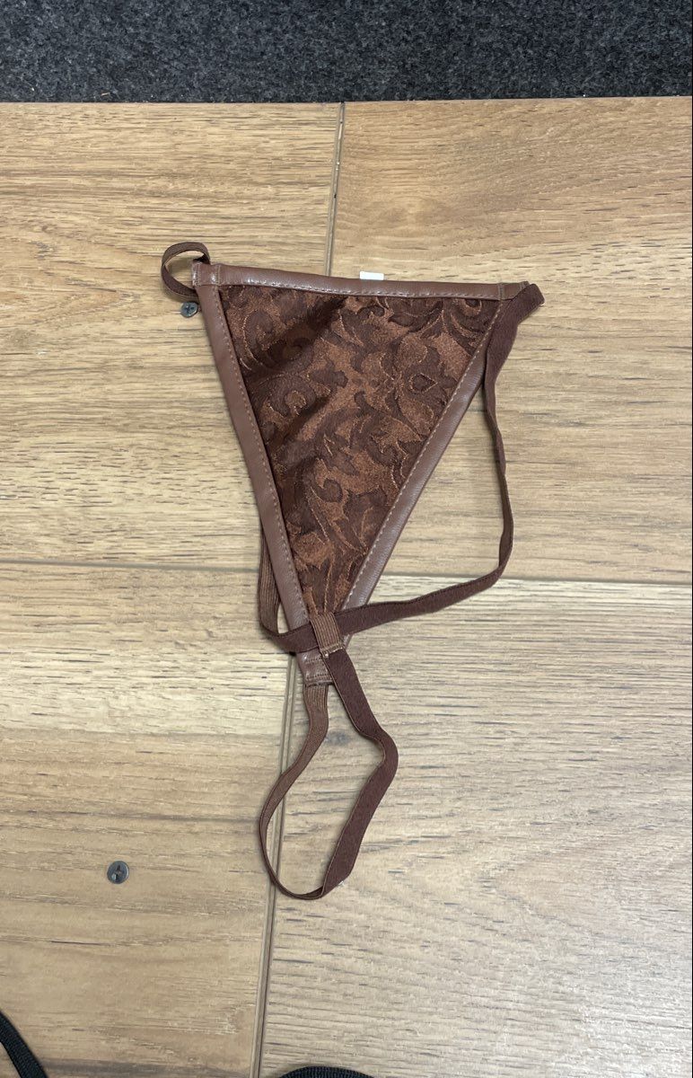 Women's 3-Piece Brown Damask Corset Set Steampunk Gothic Lingerie Sz XL