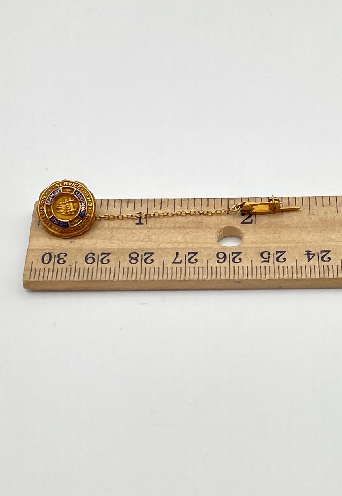 Cooperative Extension Service 1/10 10k GF Blue Enamel Chain Lapel Pin 2.2g