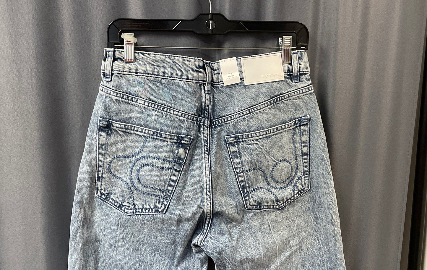 Eytys Women's Solstice Soda Slim Straight Jeans Blue Acid Wash NWT Sz 31x32