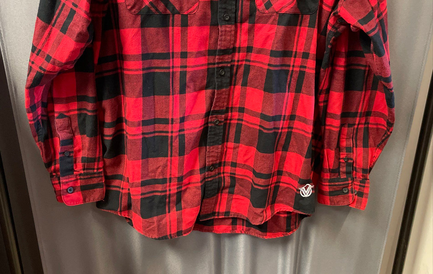Vigilance Elite Mens Red Black Plaid Flannel Shirt Long Sleeve Made in USA Sz XL