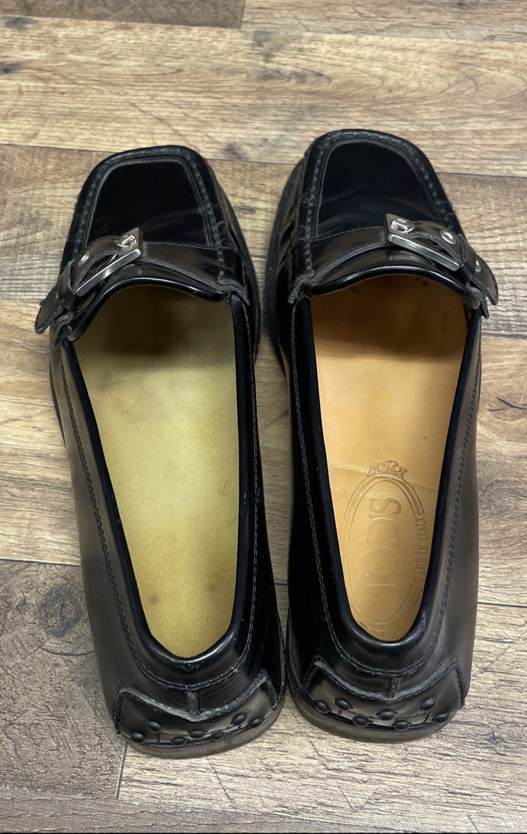 Tod's Black Leather Buckle Loafers Women's Size 38.5