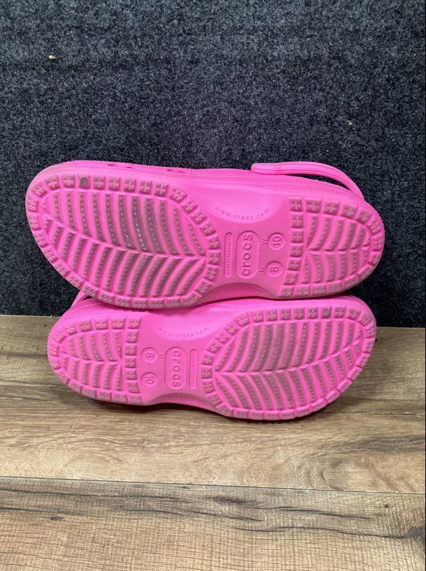 Crocs Classic Clog Electric Pink Rubber Mules Men's 8 Women's 10