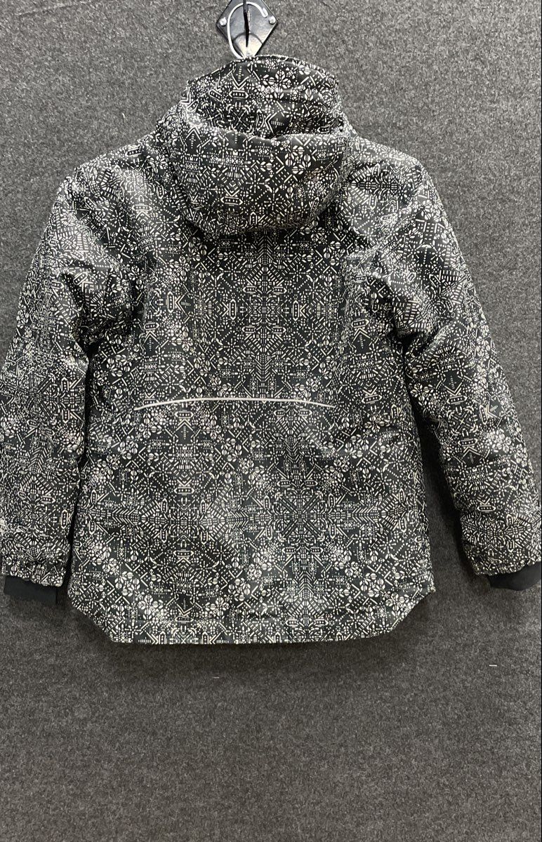Columbia Women's Omni-Heat Hooded Jacket Black White Geometric Pattern Sz M