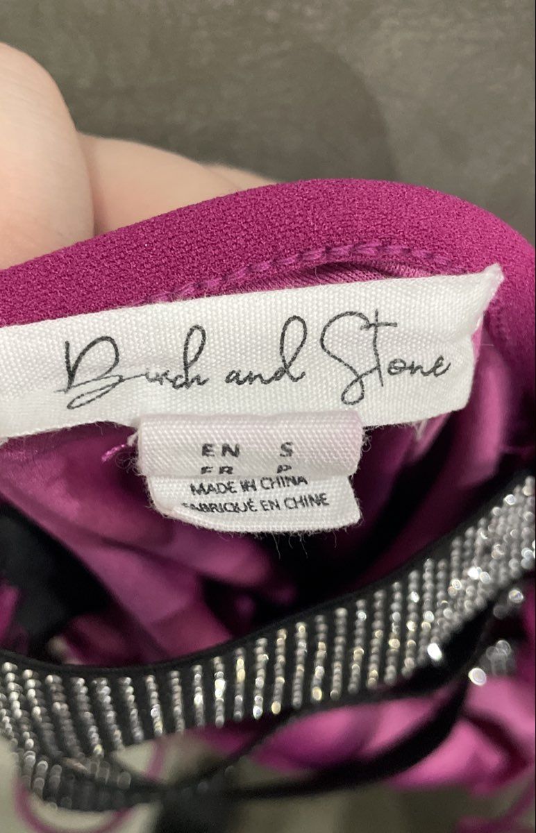 Birch and Stone Women's Purple Rhinestone Low Back Evening Bodycon Dress Sz S